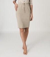 REISS CONNIE KNITTED MIDI SKIRT NEUTRAL ~ drawcord waist skirts