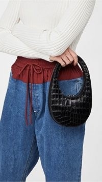 small croc effect handbag / Coperni Mini Swipe Bag / crocodile embossed leather bags