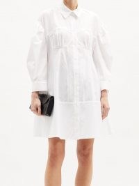 SIMONE ROCHA Corset cotton-poplin shirt dress | white fitted bust dresses