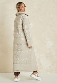 MISSGUIDED cream quilted puffer ~ longline padded coats ~ zara mcdermott x missguided edit