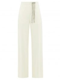 CHRISTOPHER KANE Crystal-embellished brushed wool-twill trousers