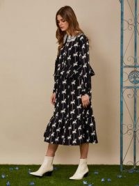 sister jane Carousel Midi Dress / horse prints / horses / animal frill trim dresses