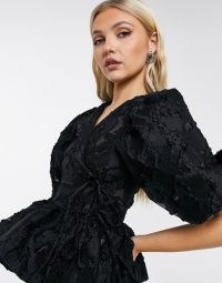 Dream Sister Jane organza wrap blouse in black co ord | volume sleeve blouses