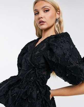 Dream Sister Jane organza wrap blouse in black co ord | volume sleeve blouses