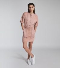 REISS EMLYN PANEL DETAIL SWEATSHIRT DRESS PINK / casual weekend dresses