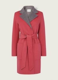 L.K. BENNETT GABRIEL PINK GREY DOUBLE FACED WOOL COAT ~ reversable wrap coats