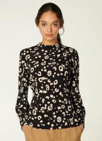 L.K. BENNETT GIO CHEETAH PRINT SILK BLOUSE / black and cream animal prints