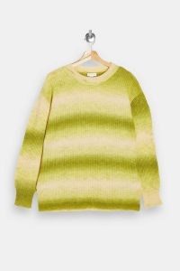 TOPSHOP Green Tie Dye Print Knitted Jumper ~ drop shoulder crew neck jumpers