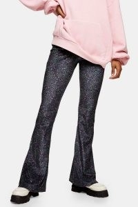 TOPSHOP Grunge Floral Velvet Flare Trousers / retro flares