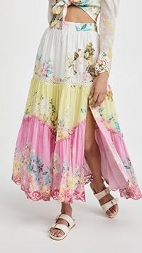 Hemant and Nandita Midi Skirt / floral thigh high split summer skirts