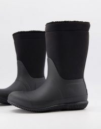 Hunter Original teddy lined fold wellington boots in black ~ wellies