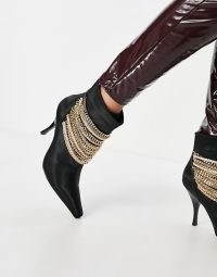 Jeffrey Campbell Chainge heeled ankle boots with chain details in black