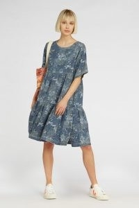 gorman JUNGLE BLUES DRESS / tiered animal print denim dresses