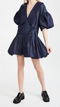 Kika Vargas Victoria Dress in Navy Blue | voluminous dresses