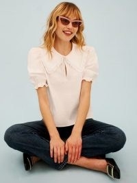 Reformation Lodge Top | white puff sleeve tops | oversized collar blouse | vintage style blouses