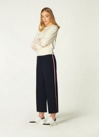 L.K. BENNETT LUCIANA NAVY WIDE LEG TROUSERS ~ casual crop leg pants ~ loungewear