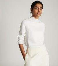 REISS MARLEY TEXTURED HIGH NECK JUMPER CREAM ~ essential knitwear