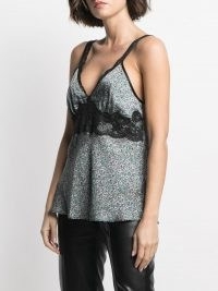 Paco Rabanne floral-print lace-trim top / cami tops