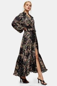 TOPSHOP Paisley Floral Print Maxi Dress / feminine ruffle trim dresses