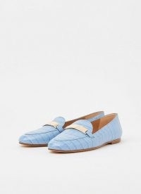 L.K. BENNETT PRIMROSE BLUE / croc embossed leather loafers