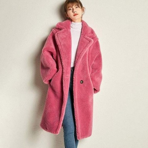 Ultamodan Pink Shearling Teddy Bear Icon Coat