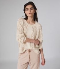 REISS RIA WOOL BLEND OPEN KNIT JUMPER CREAM / slouchy knits