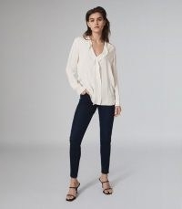 REISS ROCHELLE PINTUCK DETAILED BLOUSE IVORY ~ wardrobe essentials