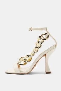 TOPSHOP ROCKET Ecru Chain Sandals ~ sculpted heels ~ chunky chains