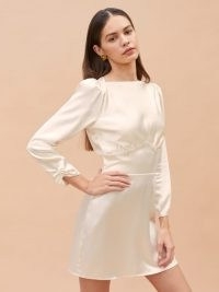 REFORMATION Rudi Dress ~ mini length wedding dresses ~ beautiful alternatives to bridal gowns ~ ivory silk