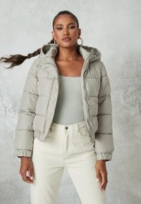 MISSGUIDED sage hooded puffer jacket ~ light green padded jackets