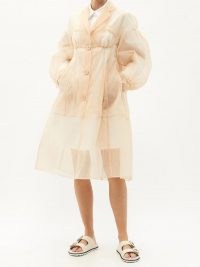 SIMONE ROCHA Sculpted tulle coat | semi sheer beige coats