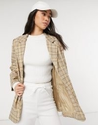 Vero Moda tailored longline blazer in cream check ~ checked jackets