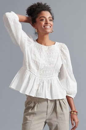 Forever That Girl Verushka Lace Blouse | balloon sleeve peplum blouses