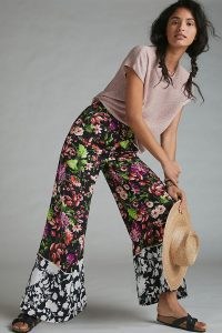 Maeve Callan Wide-Leg Trousers / floral pants / retro fashion / mixed print