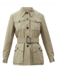 CHLOÉ Belted cotton-blend canvas jacket ~ khaki-green safari jackets