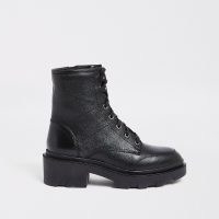 RIVER ISLAND Black lace up back tab boots