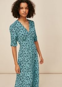 WHISTLES MIDNIGHT MEADOW FLORAL DRESS / blue midi dresses