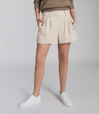 REISS BROOKLYN POCKET FRONT TAILORED SHORTS NEUTRAL ~ pleated short