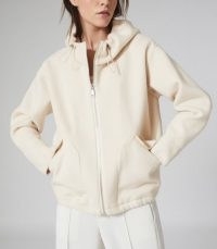 REISS CALI WOOL BLEND HOODED JACKET NEUTRAL