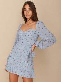 REFORMATION Cammi Dress in Beau / floral wrap dresses / puff sleeves / ruffle hem