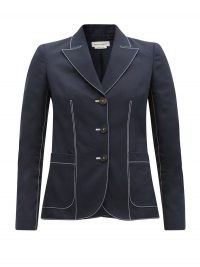 ALEXANDER MCQUEEN Contrast-stitch single-breasted cotton jacket in navy