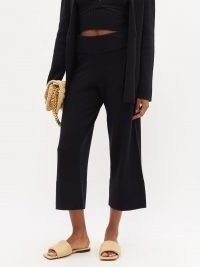 ALTUZARRA Cynthia cropped knitted wide-leg trousers / black crop leg pants