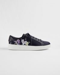 TED BAKER DELYLAN Decadence print satin trainer / navy blue floral trainers / luxe low tops