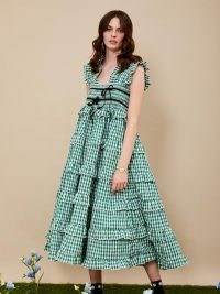 sister jane DREAM Roller Gingham Midi Dress – green checked dresses