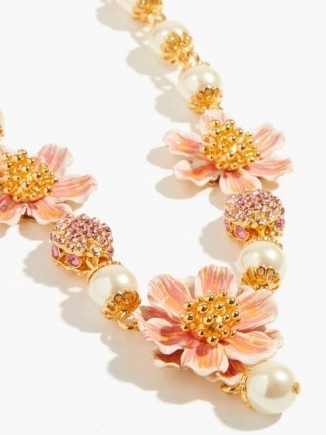 DOLCE & GABBANA Enamel-flower and faux-pearl necklace ~ Italian floral statement necklaces