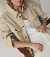 REISS ESME RELAXED CORDUROY OVERSHIRT NEUTRAL / chic cord shirts