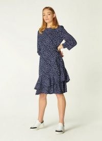 L.K. BENNETT FILIPPA NAVY CHEETAH PRINT JERSEY DRESS