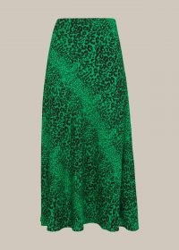 WHISTLES SPECKLED ANIMAL BIAS CUT SKIRT / green midi skirts