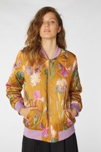 gorman IRIS GOLD BOMBER JACKET / quilted floral front zip jackets