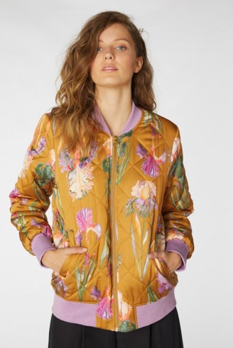 gorman IRIS GOLD BOMBER JACKET / quilted floral front zip jackets